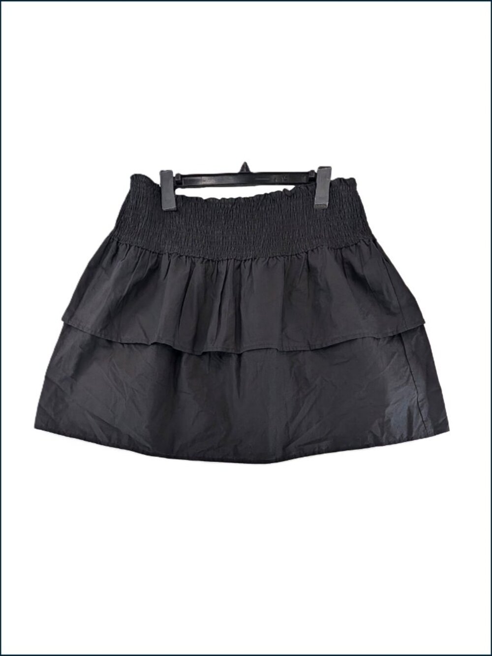 HT 360 Collective Mini Skirt Womens Sz Large Black Ruffle Cotton Shirred NEW NWT